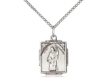 Sterling Silver St. Patrick patron saint medal necklace 3/4 inch by 1/2 inch with 18 inch chain by Bliss Manufacturing