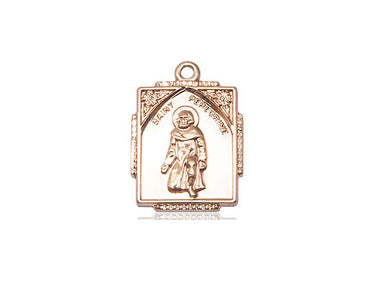 14kt Solid Gold St. Peregrine Patron Saint Medal Pendant 3/4 X 1/2 inches Handcrafted by Bliss USA