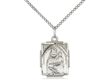 Sterling Silver Small Our Lady of Prompt Succor Medal Necklace 5/8 inch by 1/2 inch with 18 inch chain by Bliss Manufacturing