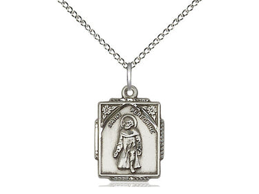Sterling Silver St. Peregrine Patron Saint Medal Necklace 3/4 X 1/2 on 18 inch Chain by Bliss