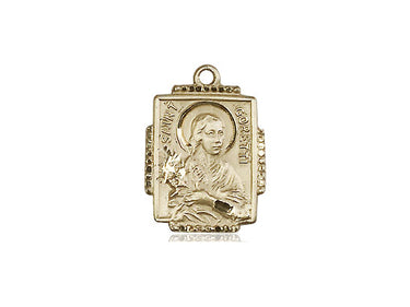 14kt solid gold St. Maria Goretti medal pendant 3/4 x 1/2 inches handcrafted by Bliss Manufacturing USA