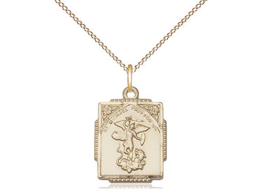 Gold Filled St. Michael the Archangel Medal Necklace 5/8x1/2 inch pendant on 18 inch chain by Bliss