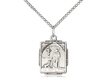 Sterling Silver St. Roch Patron Saint Medal Necklace 3/4 x 1/2 inches with 18 inch chain by Bliss