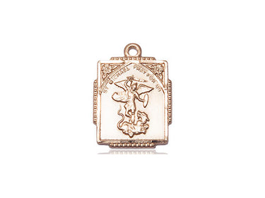 14kt Solid Gold St. Michael the Archangel Medal Pendant 5/8x1/2 inch small by Bliss