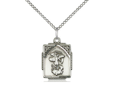 Sterling Silver St. Michael the Archangel small patron saint medal necklace 5/8 inch pendant 18 inch chain by Bliss