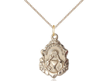 14kt Gold Filled Mother of a Priest Catholic medal necklace 3/4 x 1/2 inch pendant 18 inch chain by Bliss