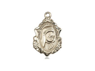 14kt solid gold Blessed Teresa of Calcutta medal pendant 3/4 x 1/2 inch handmade by Bliss