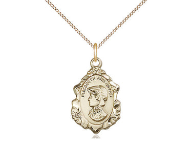 14kt gold filled St. Elizabeth Ann Seton patron saint medal necklace 3/4 x 1/2 inch with 18 inch chain by Bliss