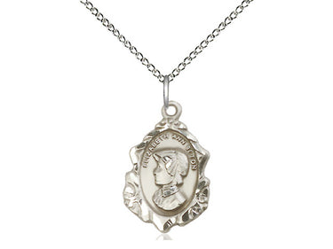 Sterling Silver St. Elizabeth Ann Seton patron saint medal necklace with 18 inch chain by Bliss Manufacturing