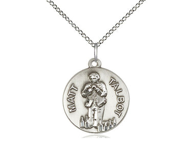 Sterling Silver Matt Talbot medium patron saint medal necklace 3/4 inch pendant 18 inch chain by Bliss