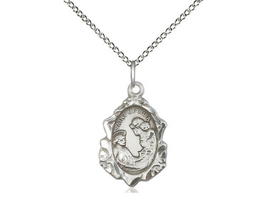 Sterling silver St. Cecilia patron saint medal necklace with 18 inch chain by Bliss Manufacturing