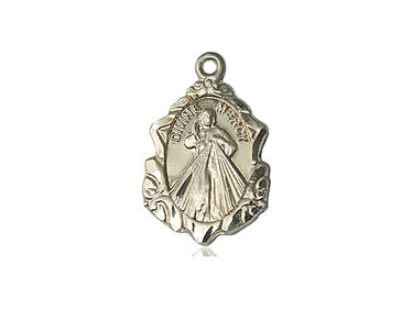 14kt solid gold Divine Mercy medal pendant 3/4 x 1/2 handcrafted by Bliss Manufacturing USA