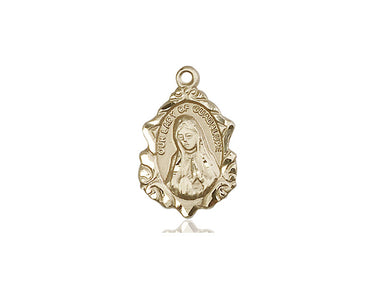 14kt solid gold Our Lady of Guadalupe medal pendant 3/4 inch by Bliss Manufacturing