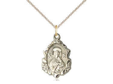Medium 14kt gold filled Our Lady of Perpetual Help medal necklace 3/4 x 1/2 inches on 18 inch chain by Bliss