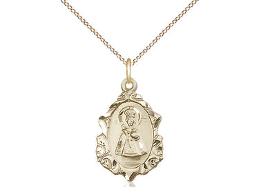 14kt gold filled Infant of Prague medal necklace 3/4 inch pendant with 18 inch curb chain handcrafted by Bliss