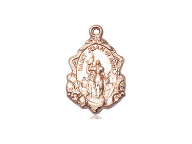 14kt Solid Gold St. Joan of Arc Medal Pendant 3/4 inch by 1/2 inch - Handcrafted by Bliss Manufacturing USA