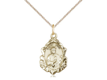 14kt Gold Filled St. Jude Medal Necklace 3/4 x 1/2 inch on 18 inch Chain - Catholic Patron Saint Jewelry by Bliss