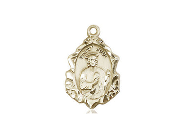 14kt Solid Gold St. Jude Medal Pendant 3/4 x 1/2 inch - Handcrafted Catholic Patron Saint Jewelry by Bliss