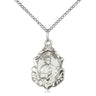 Sterling silver St. Jude patron saint medal necklace with 18 inch chain, 3/4 x 1/2 inch pendant, handcrafted in USA by Bliss Manufacturing