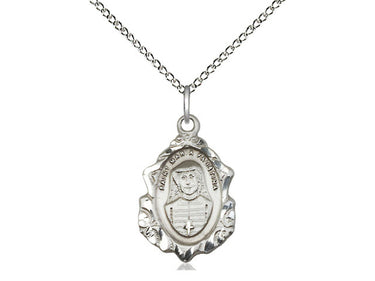 Sterling Silver St. Maria Faustina patron saint medal necklace with 18 inch chain by Bliss