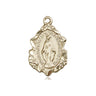 14kt solid gold Miraculous Medal pendant 3/4 x 1/2 inches handcrafted in USA by Bliss Manufacturing