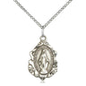 Medium Sterling Silver Miraculous Medal Necklace 3/4 x 1/2 inch with 18 inch chain by Bliss