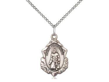 Sterling Silver St. Peregrine Patron Saint Medal Necklace 3/4 x 1/2 on 18 inch Chain by Bliss