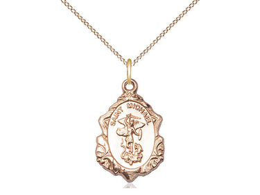 14kt Gold Filled St. Michael the Archangel patron saint medal necklace with 18 inch chain by Bliss