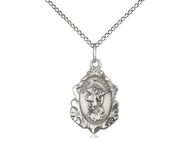Sterling Silver St. Michael the Archangel Medal Necklace 3/4 x 1/2 inch with 18 inch chain by Bliss