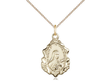Medium 14kt Gold Filled St. Theresa Patron Saint Medal Necklace 3/4 x 1/2 inch with 18 inch Chain by Bliss