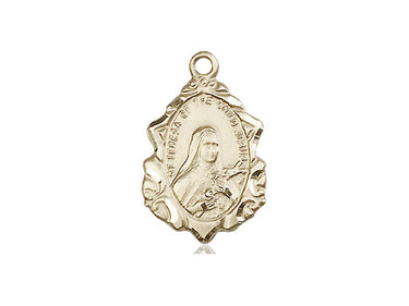14kt Solid Gold St. Theresa of Lisieux Medal Pendant 3/4 x 1/2 Inch Handcrafted by Bliss Manufacturing