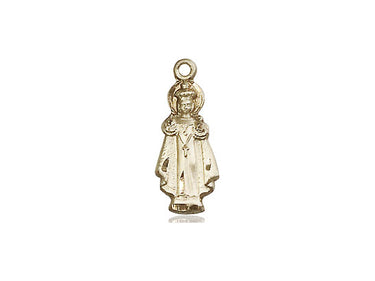 14kt solid gold Infant of Prague medal pendant 3/4 x 1/4 inches handcrafted by Bliss Manufacturing