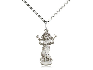 Sterling Silver Divino Niño Patron Saint Medal Necklace 3/4 inch pendant on 18 inch chain by Bliss