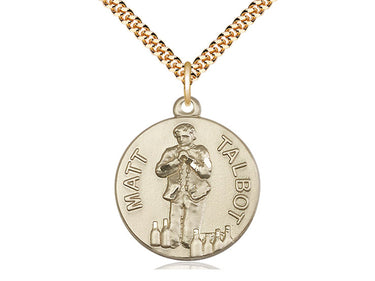 14kt Gold Filled Venerable Matt Talbot Patron Saint Medal Necklace 1 x 7/8 inch with 24 inch chain by Bliss