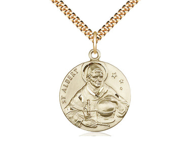 Gold Filled St. Albert the Great Patron Saint Medal Necklace 1x7/8 inch with 24 inch chain by Bliss