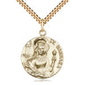 Gold Filled St. Barbara Catholic medal necklace 1 inch pendant on 24 inch chain by Bliss USA