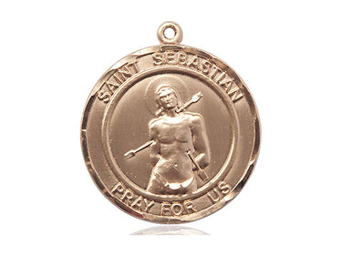 14kt Solid Gold Medium St. Sebastian Patron Saint Medal Pendant 1 x 7/8 by Bliss