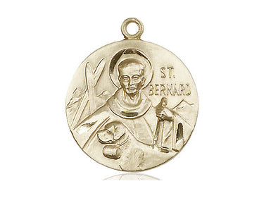 14kt Solid Gold St. Bernard of Montjoux Patron Saint Medal Pendant 1 x 7/8 inches by Bliss