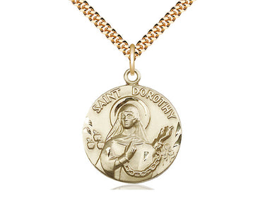 14kt Gold Filled St. Dorothy Patron Saint Medal Necklace with 24 inch Chain by Bliss Manufacturing