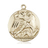 14kt Solid Gold St. Michael the Archangel Patron Saint Medal Pendant 1 x 7/8 inch by Bliss Manufacturing