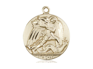 14kt Solid Gold St. Michael the Archangel Patron Saint Medal Pendant 1 x 7/8 inch by Bliss Manufacturing
