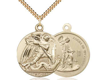 14kt Gold Filled Large St. Michael the Archangel Patron Saint Medal Necklace 1 3/8 inch with 24 inch Chain by Bliss
