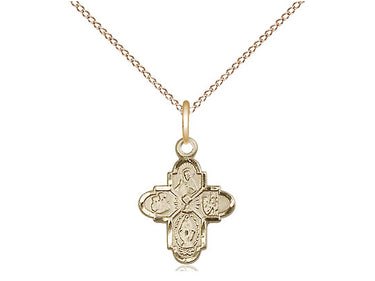 14kt gold filled small 4-Way Chalice Medal necklace with 18 inch chain, handcrafted by Bliss