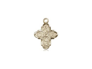 14kt solid gold small 4-Way Chalice Medal pendant, 1/2 x 3/8 inches, handcrafted by Bliss Manufacturing