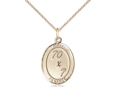 Gold Filled First Penance Medal Necklace 3/4 x 1/2 inch with 18 inch chain by Bliss