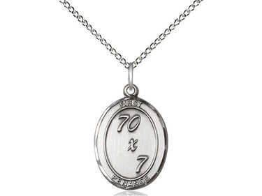 Sterling Silver First Penance Medal Necklace 3/4 x 1/2 inch with 18 inch chain handcrafted by Bliss USA