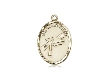 14kt Solid Gold Graduation medal pendant, 3/4 by 1/2 inch, handcrafted in USA by Bliss Manufacturing