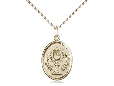 14kt gold filled chalice pendant necklace 3/4 inch by 1/2 inch with 18 inch chain by Bliss Manufacturing USA