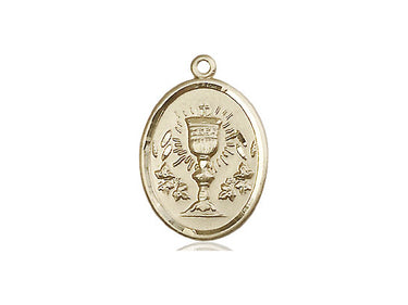 14kt solid gold chalice medal pendant 3/4 inch by 1/2 inch handmade by Bliss Manufacturing USA