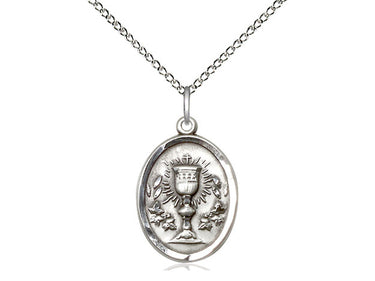 Sterling silver First Communion chalice pendant necklace 3/4 inch with 18 inch chain by Bliss Manufacturing